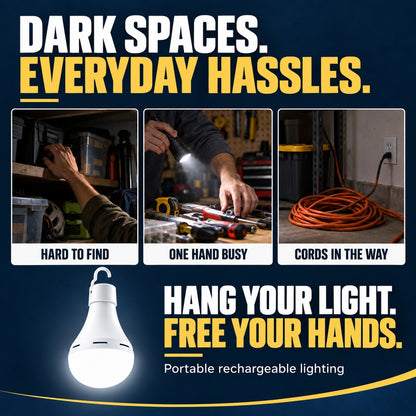 Rechargeable LED Bulb with Hook — Hang It Up, Keep Both Hands Free