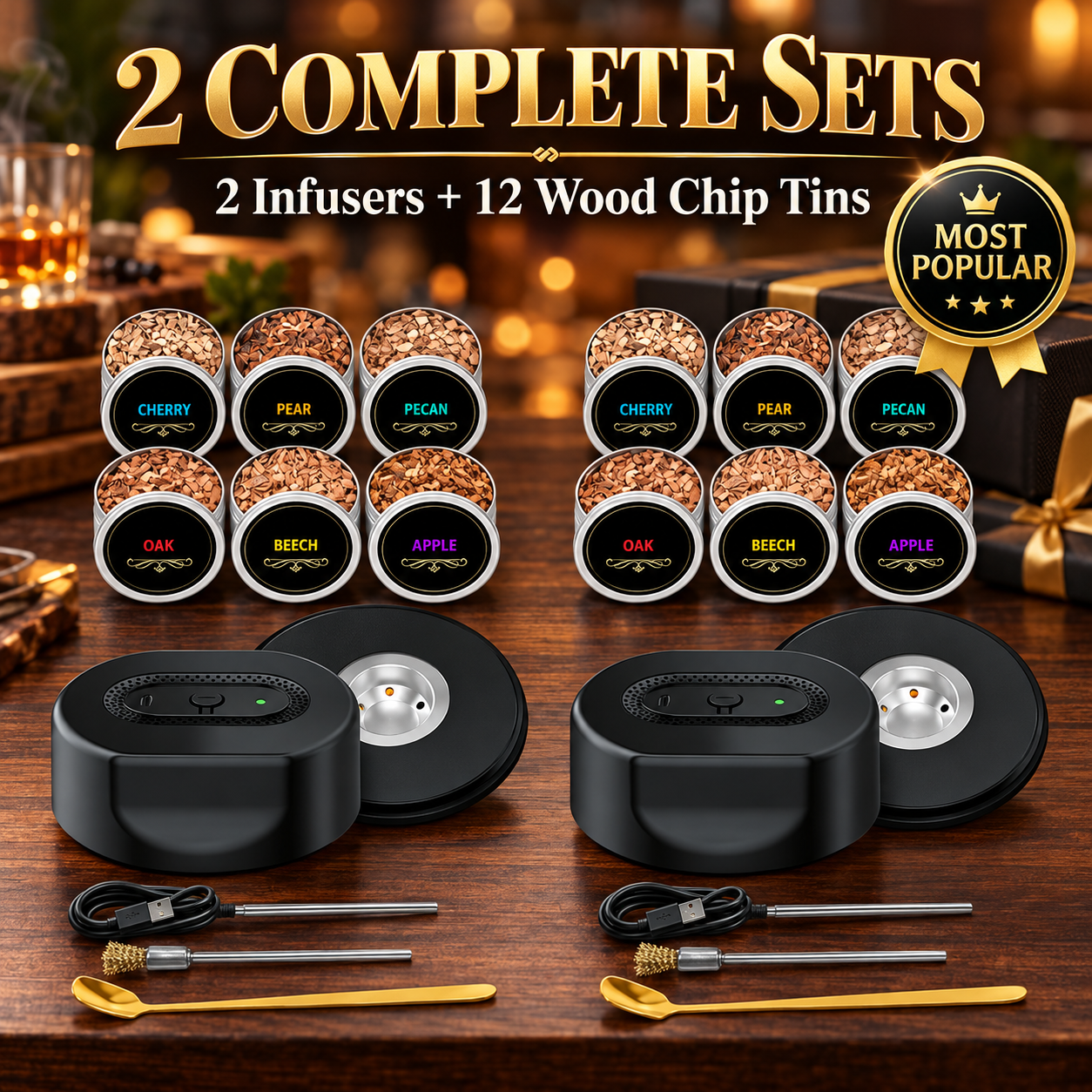 2 Infusers + 12 Wood Chip Tins
