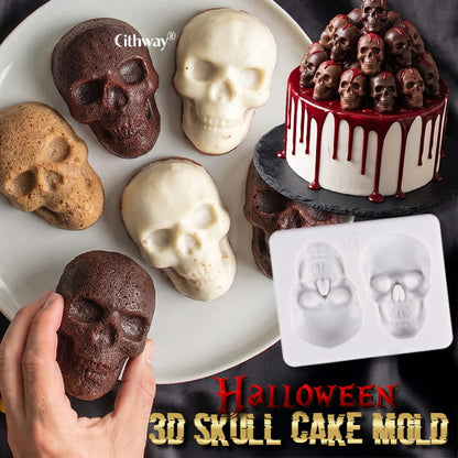 💀 3D Skull Halloween Mold — Bake, Freeze & Fill