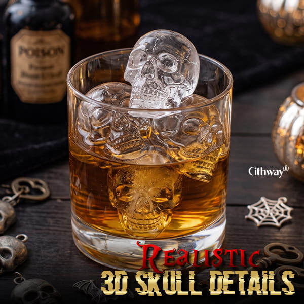 💀 3D Skull Halloween Mold — Bake, Freeze & Fill