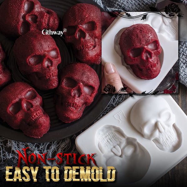 💀 3D Skull Halloween Mold — Bake, Freeze & Fill
