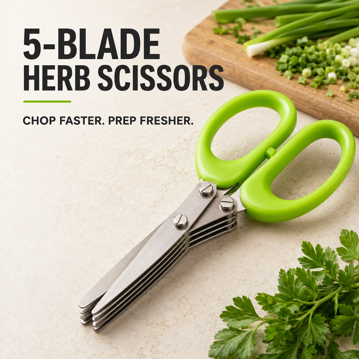 ✂️ 5-Blade Herb Scissors — Fresh Herbs in Seconds