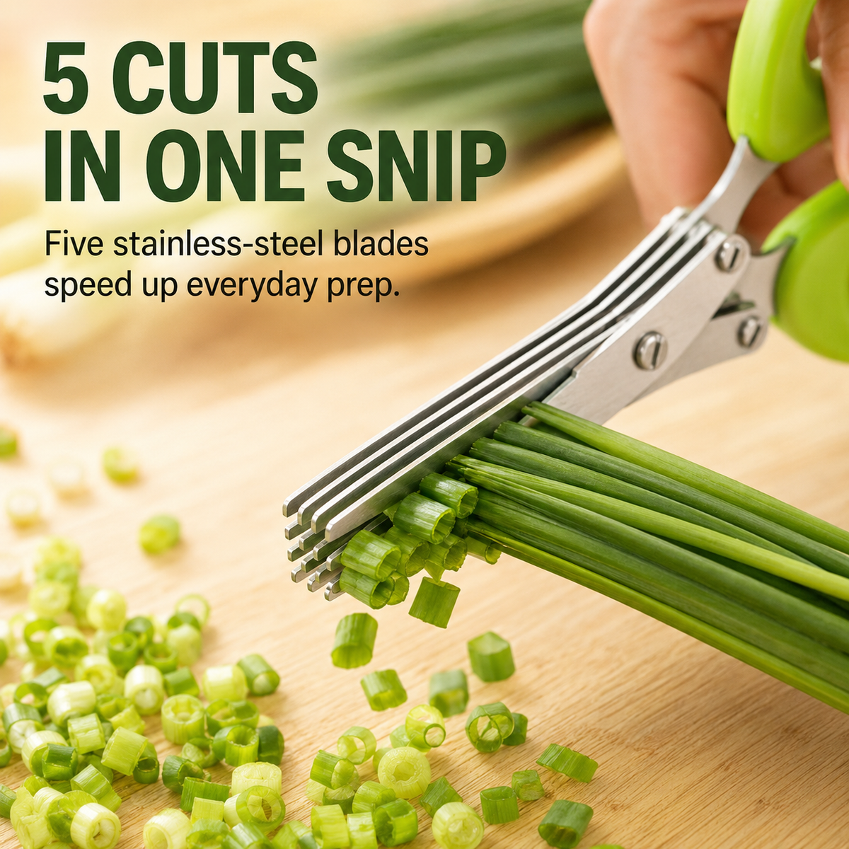 ✂️ 5-Blade Herb Scissors — Fresh Herbs in Seconds