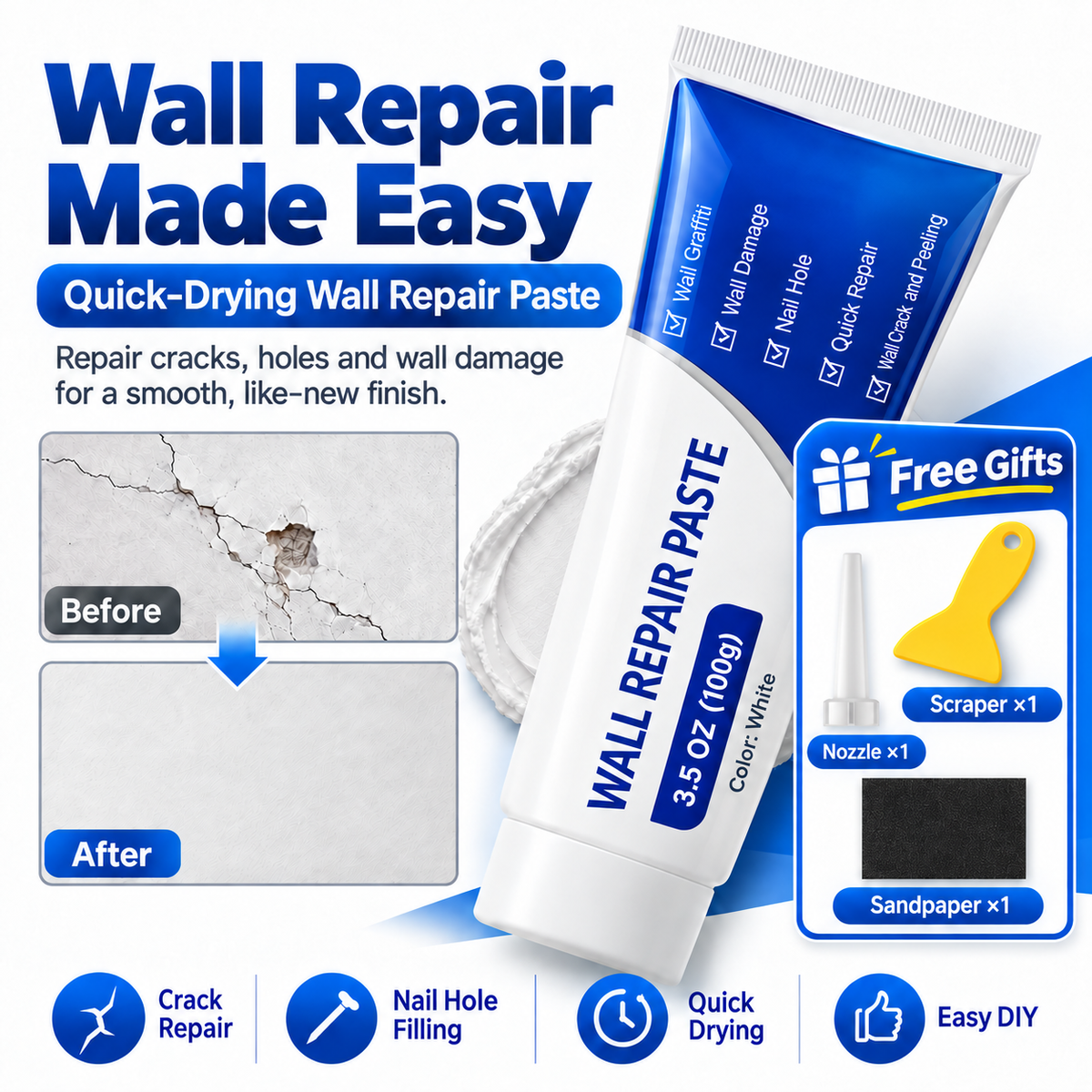 Fix Nail Holes, Small Cracks &Chips-Without the Mess🧱 ✨ (offer)