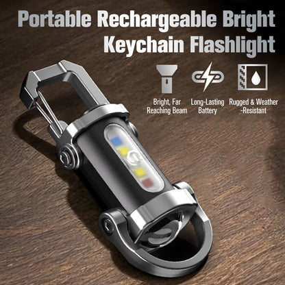 🔦 Pocket Keychain Flashlight – Rechargeable LED + COB Dual Light