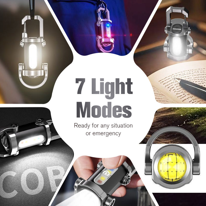 🔦 Pocket Keychain Flashlight – Rechargeable LED + COB Dual Light