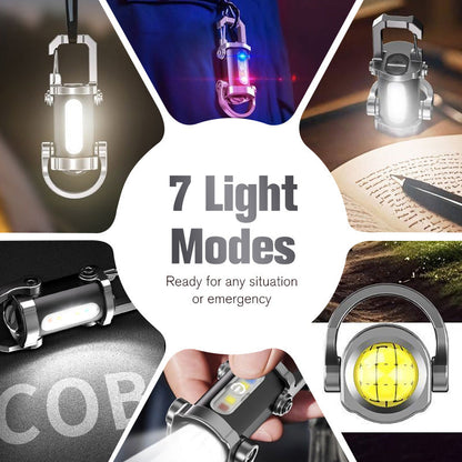 🔦 Pocket Keychain Flashlight – Rechargeable LED + COB Dual Light