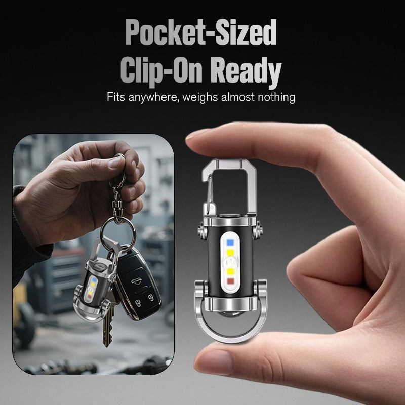 🔦 Pocket Keychain Flashlight – Rechargeable LED + COB Dual Light