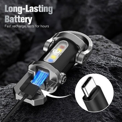 🔦 Pocket Keychain Flashlight – Rechargeable LED + COB Dual Light