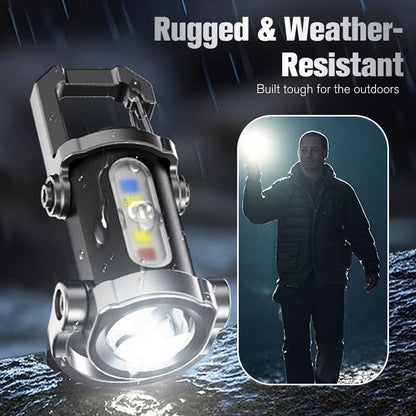 🔦 Pocket Keychain Flashlight – Rechargeable LED + COB Dual Light