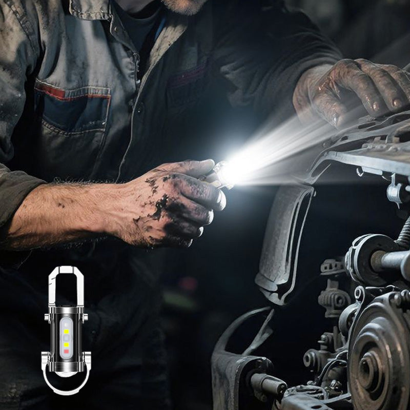 🔦 Pocket Keychain Flashlight – Rechargeable LED + COB Dual Light