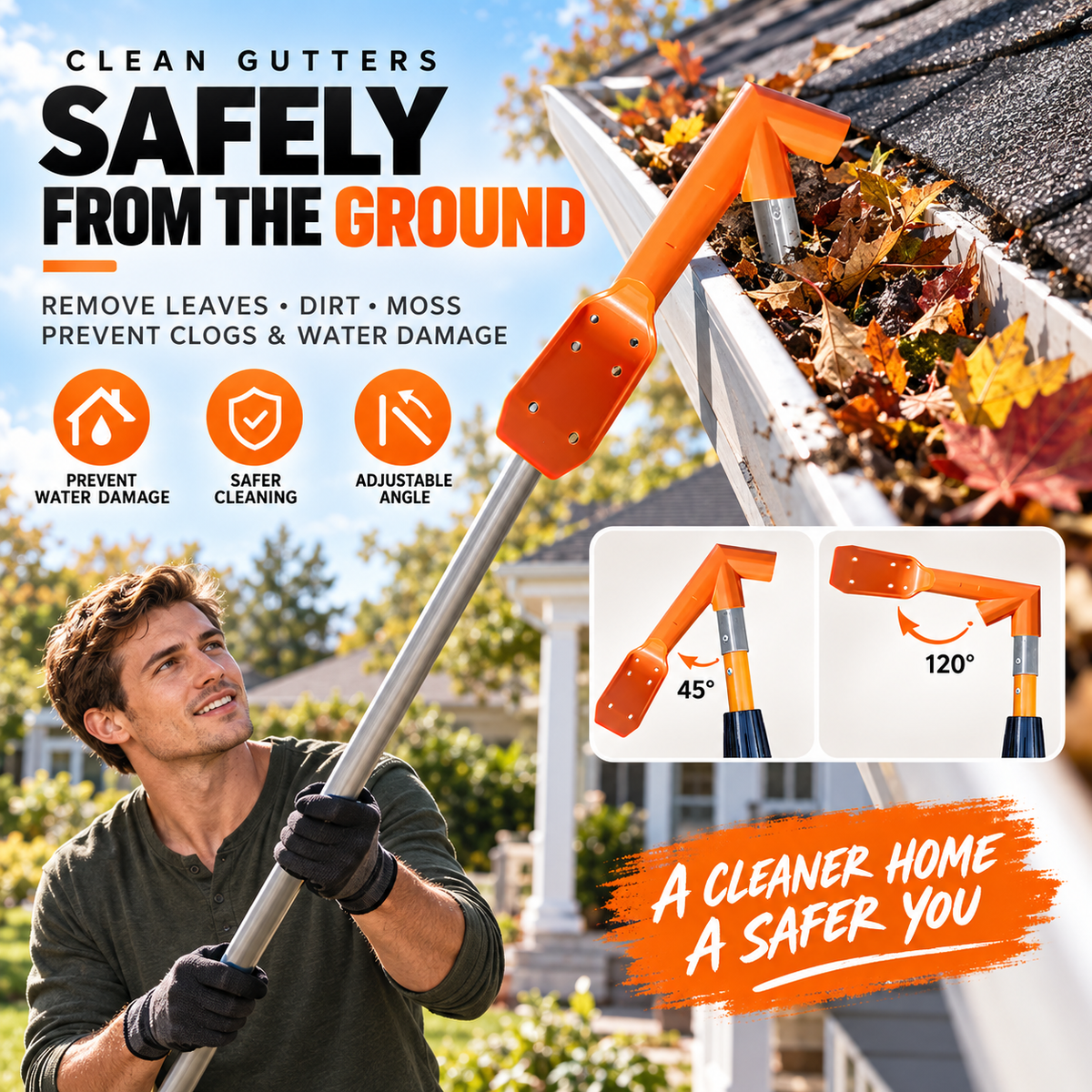 🍂 Clear Leaves with Less Hassle — Gutter Cleaning Tool