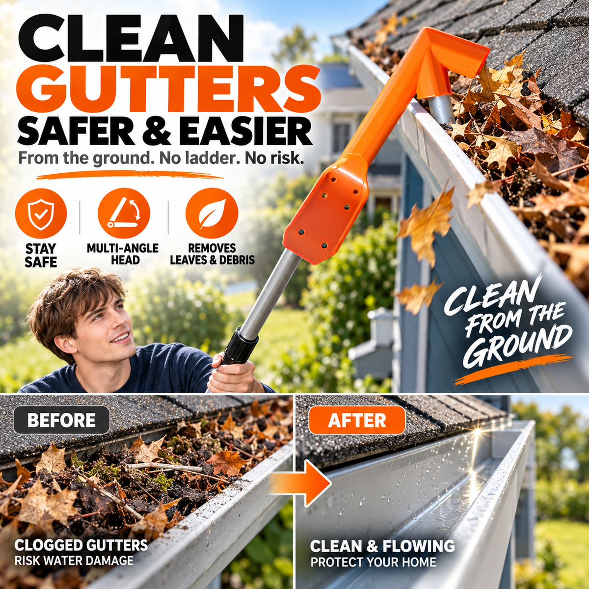 🍂 Clear Leaves with Less Hassle — Gutter Cleaning Tool